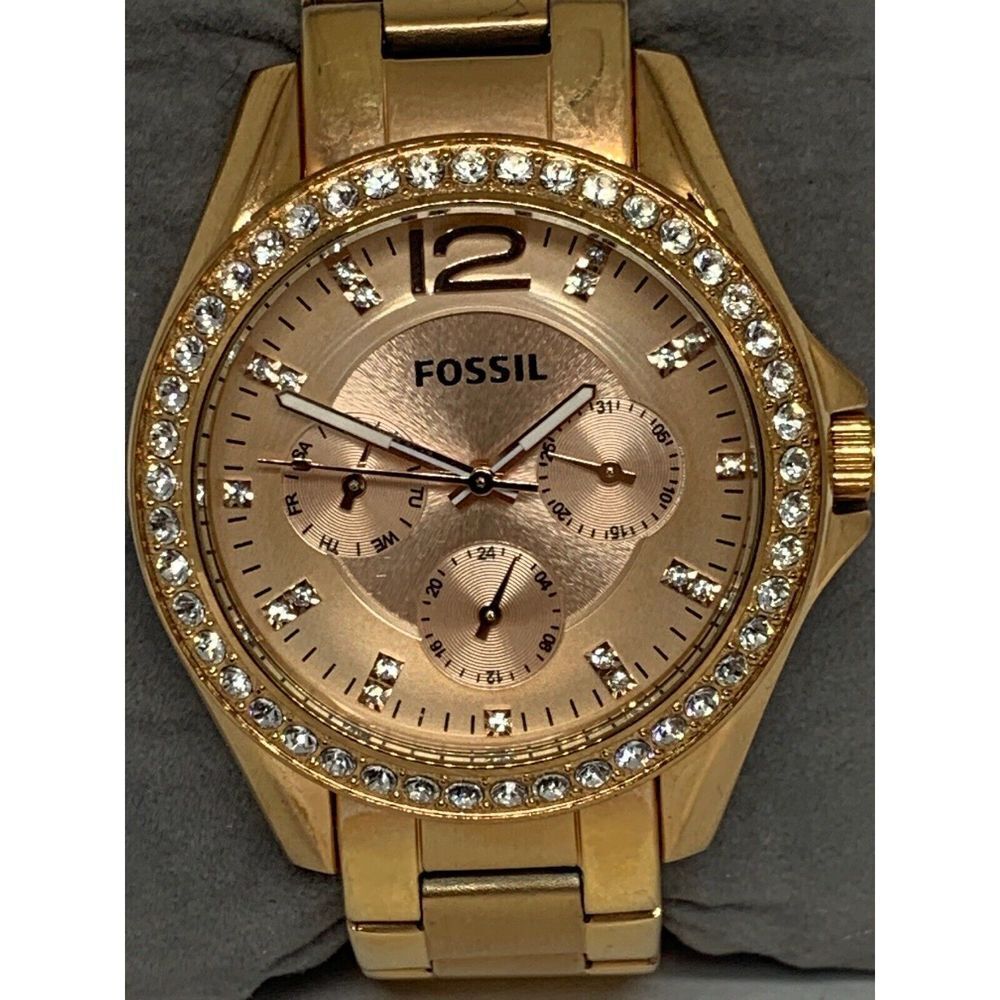 Fossil ES2811 Riley Multifunction Womens Rose Stainless Steel Analog Watch Ee129